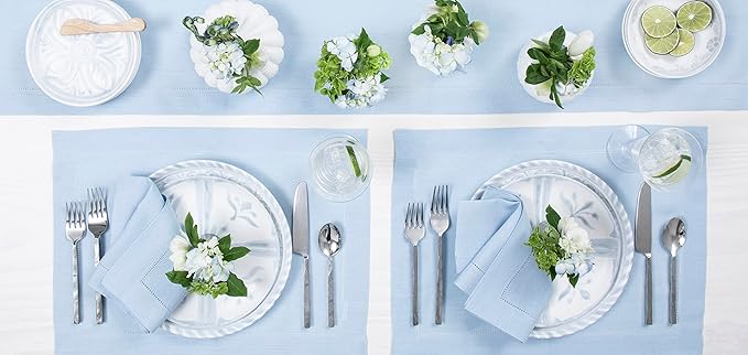 Solino Home Linen Sky Blue Table Runner 48 Inches - Image 9