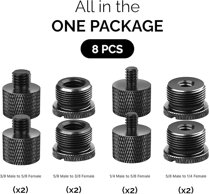 IXTECH Mic Stand Adapter Set 8 pieces Metal Microphone Stand Screw Thread - Image 7