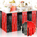 3 Pack 29 x108 Inch Black and Red Foil Fringe Table Skirts Metallic Banner by LANTIANCHEN