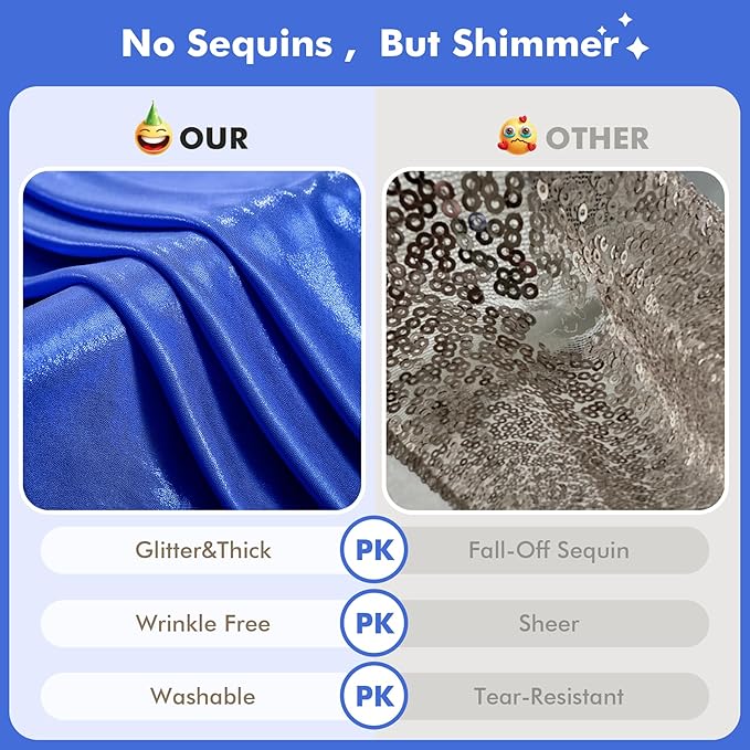 10x10ft Shimmer Royal Blue Sequin Backdrop Curtain - Image 2
