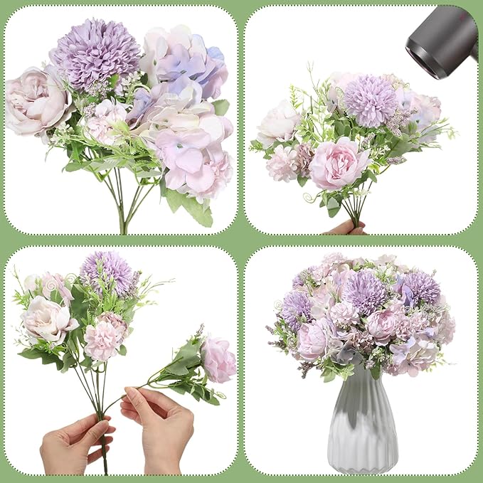 Tigeen Artificial Flowers Artificial Peonies Silk Flowers Faux Peony Fake Peony - Image 3