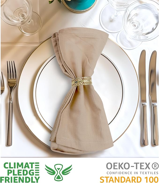 Urban Villa Dinner Napkins Solid Taupe Color Cloth Napkins Oversized 20x20 - Image 3