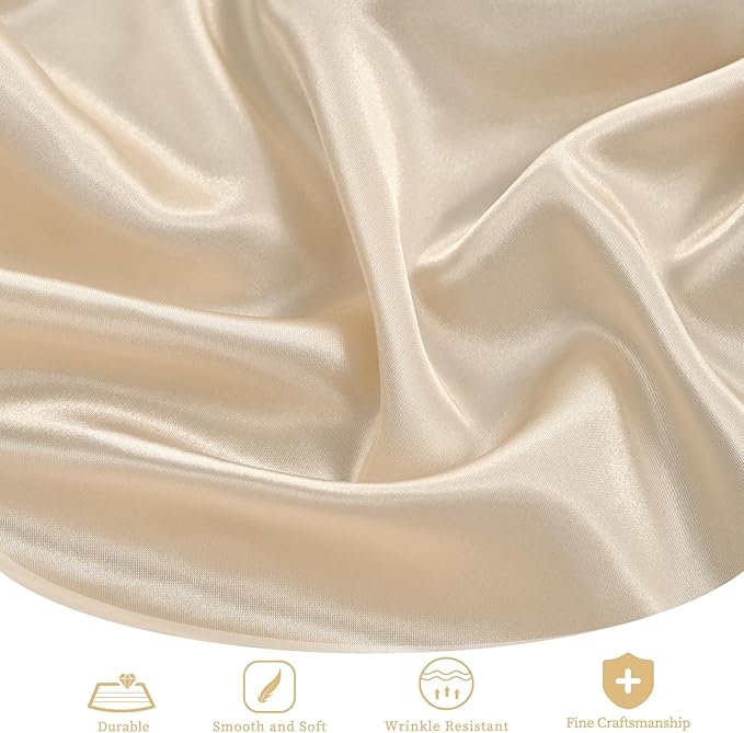 12 Pack 108 Inch Champagne Satin Tablecloth - Image 4