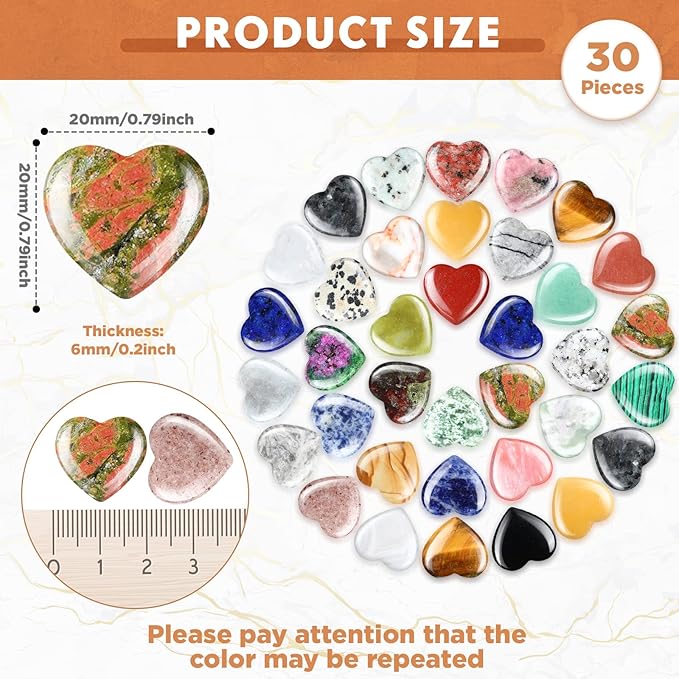 Nuenen 40 Pcs 0.8 Inch Worry Stone Bulk Crystals Heart Shaped Rock Tiny - Image 2