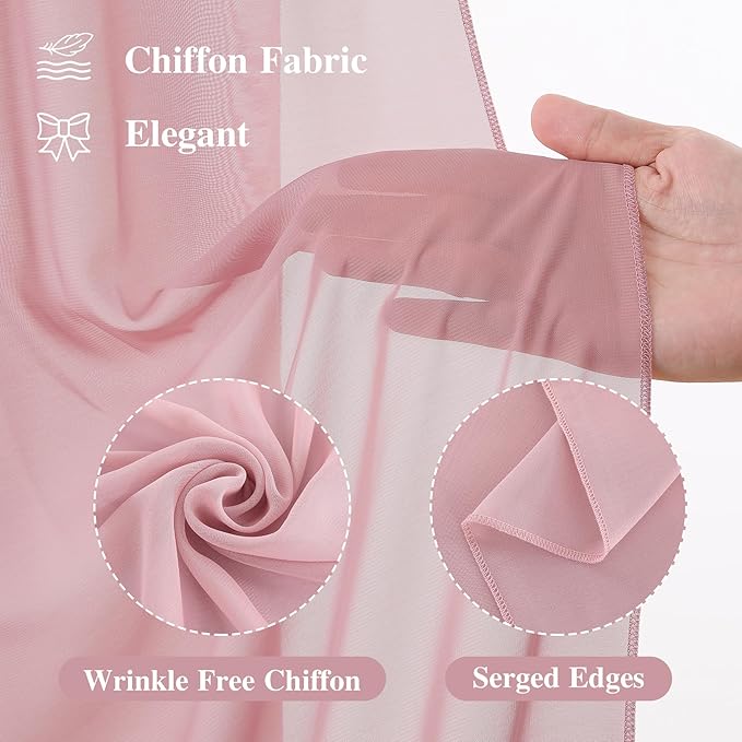 Wedding Arch Draping Fabric 2 Panels 18Ft Dusty Rose Chiffon Fabric Drapery - Image 2