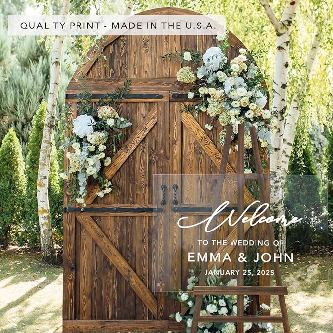 Andaz Press Custom Large Wedding Acrylic Sign, 16 x 24 Inches, Welcome Script - Image 5