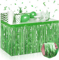 3 Pack 29 x108 Inch Light Green Foil Fringe Table Skirts Metallic Banner by Mebiornt