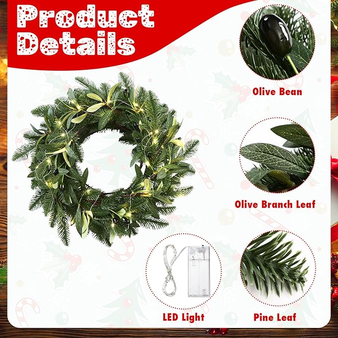 6.56 ft Christmas Artificial Olive Vine - Image 3