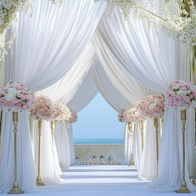 50ftx15ft Wrinkle Free White Backdrop Curtain, 10 Panels 15FT Height White - Image 7