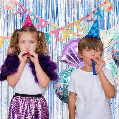 10 Pack Foil Curtain Backdrop Iridescent Metallic Tinsel Foil Fringe Curtains - Image 2
