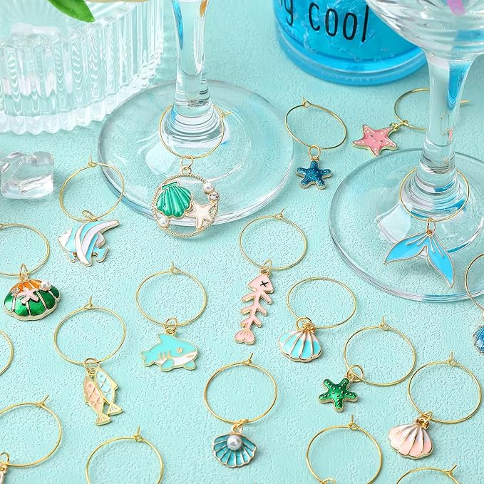 SANNIX 24pcs Ocean Wine Glass Charms - Image 3