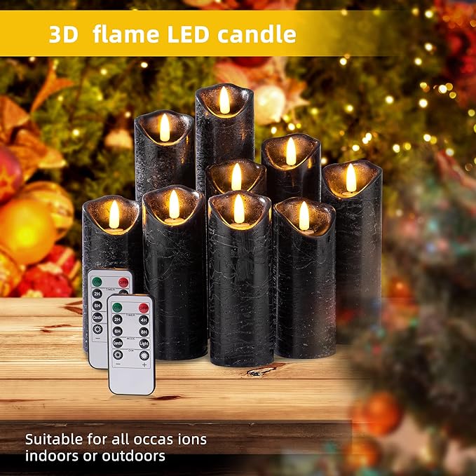 Hausware Set of 9 Flameless Candles Battery Operated LED Real Wax Flickering - Image 6