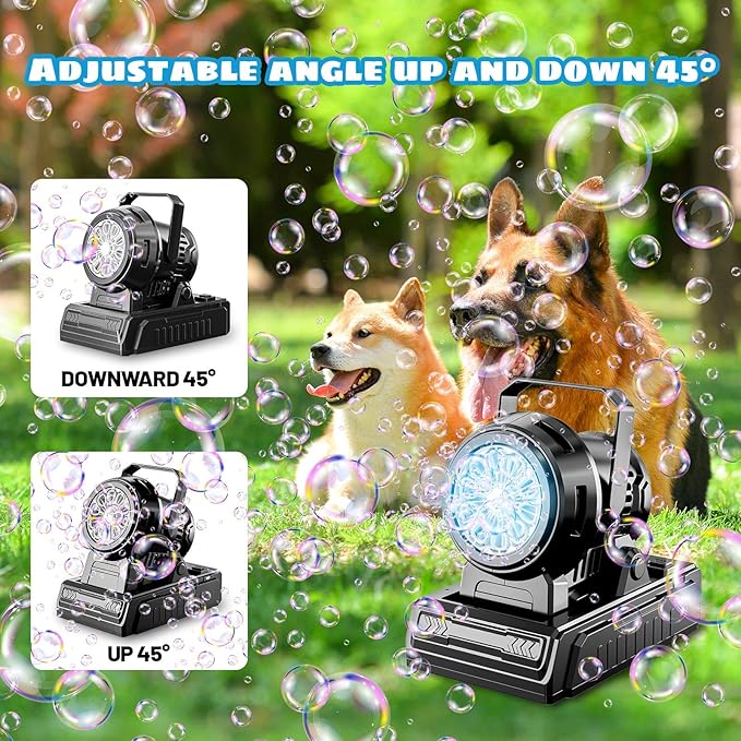 SHCKE Automatic Bubble Machine 10 Holes Bubble Blower, Plug in or Battery - Image 4