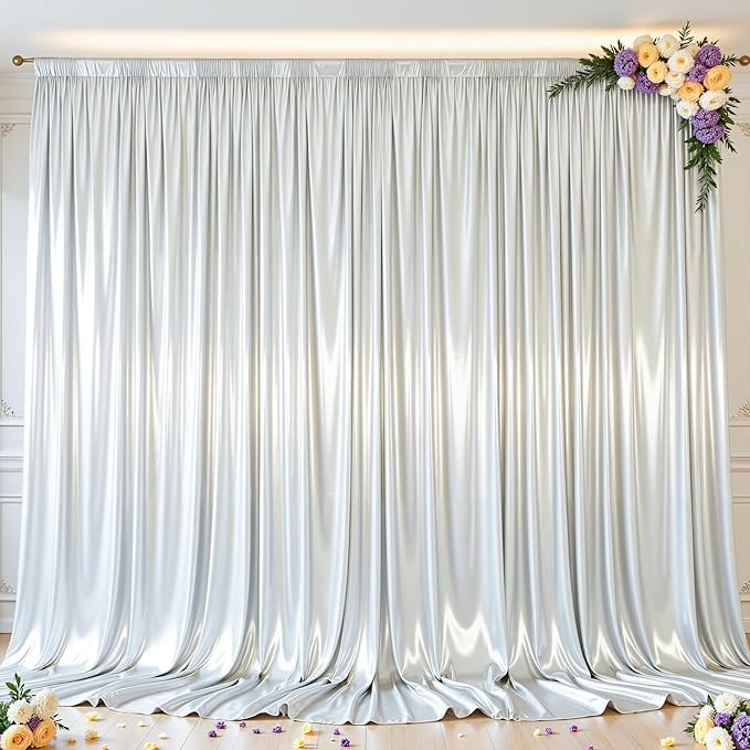 Silver Glitter Backdrop Curtain by Shillance