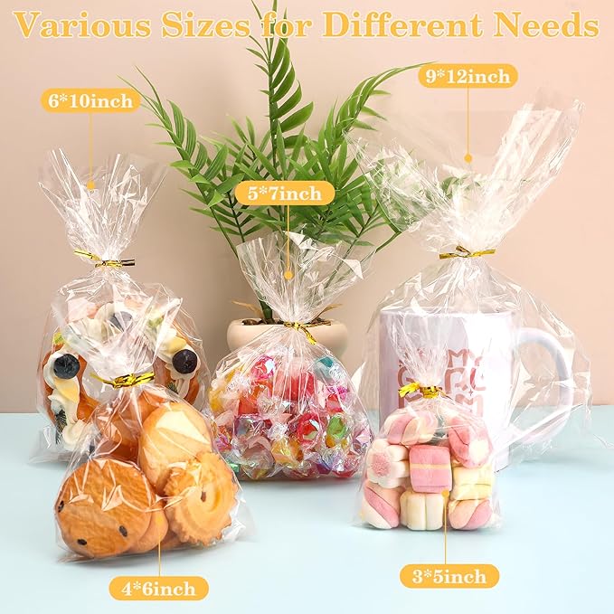 100 PCS Cellophane Treat Bags, 4x6 In Clear Cellophane Gift Bags - Image 4