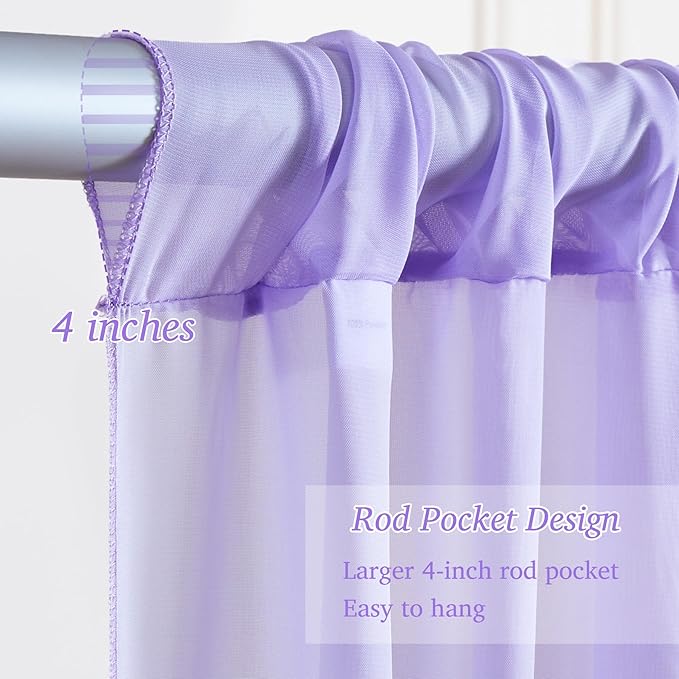 10x10ft Lavender Chiffon Backdrop Curtain - Image 5