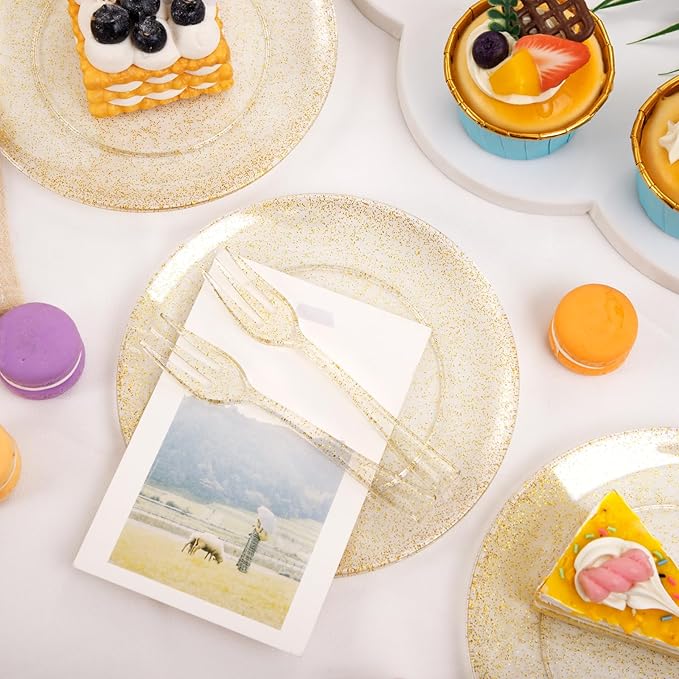 Festiva 200Pcs Gold Glitter Dessert Plates 6.3" - Image 7