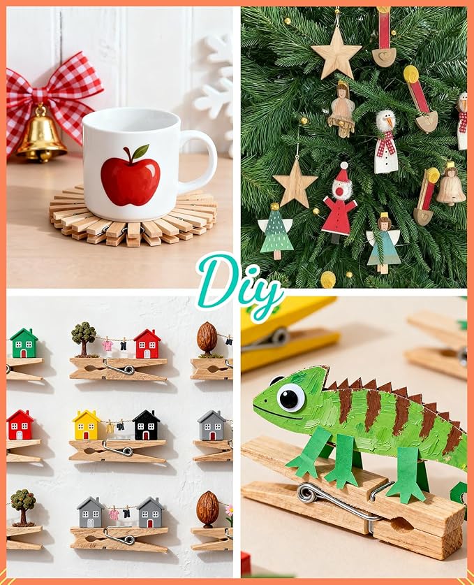 Mini Clothespins, Sopito 100 Pcs 1.4'' Strong Wooden Mini Clips - Image 6