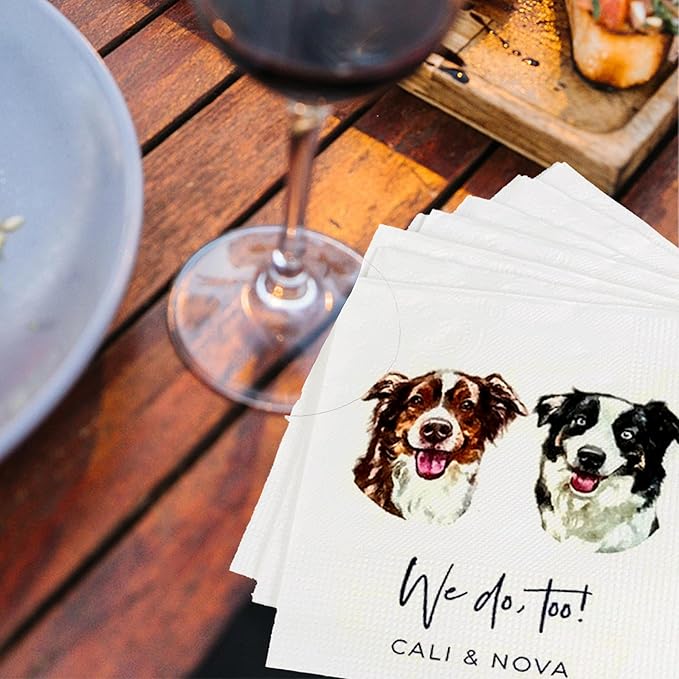 Luxury Personalized Dog Wedding Napkins, Personalized Photo Napkins - Image 5