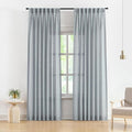 Vision Home Blue Fog Pinch Pleated Semi Sheer Curtains Textured Linen Blended by VisionHome