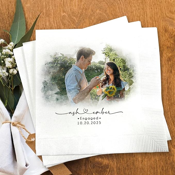 Luxury Personalized Wedding Napkins, Custom Photo Napkins by GiantBigHands