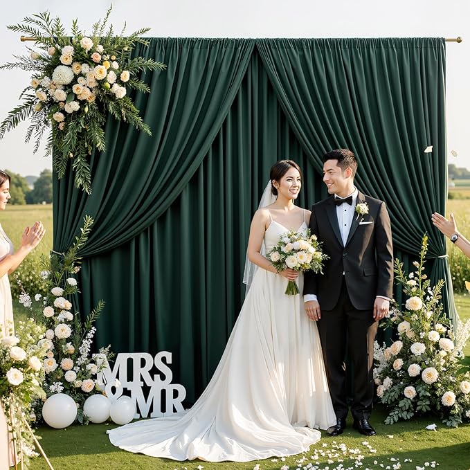 30ftx10ft Wrinkle Free Hunter Green Backdrop Curtains - Image 3