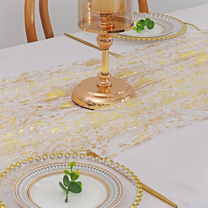 LOMOHOO 10 Ft Gold Table Runner - Image 2