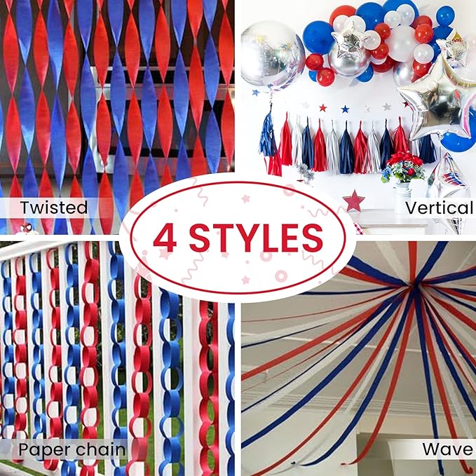 PartyWoo Crepe Paper Streamers 4 Rolls 328ft, Pack of Red Crepe Paper - Image 6