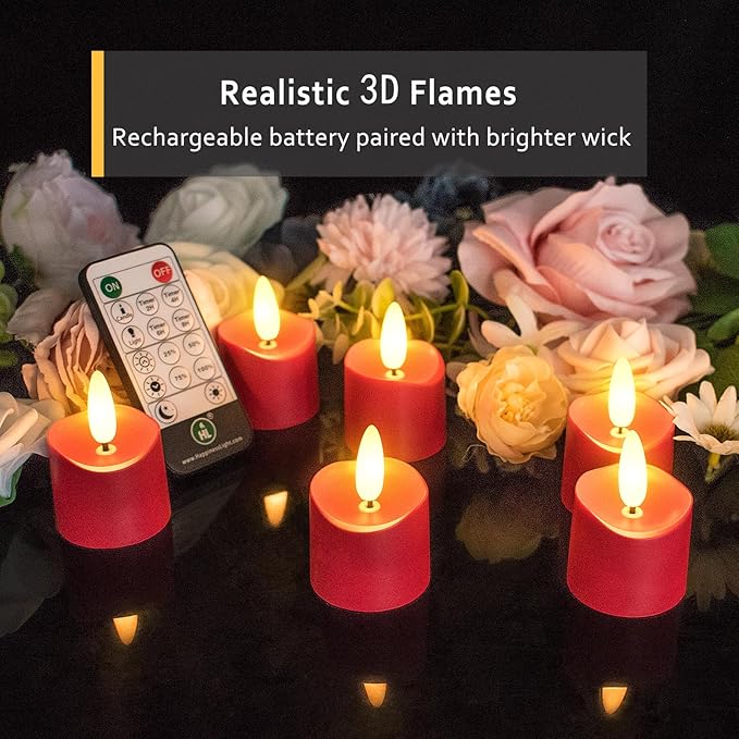 HL Rechargeable Waterproof Tea Lights, 100H+ Highly Bright Led Flameless Candles - Image 3