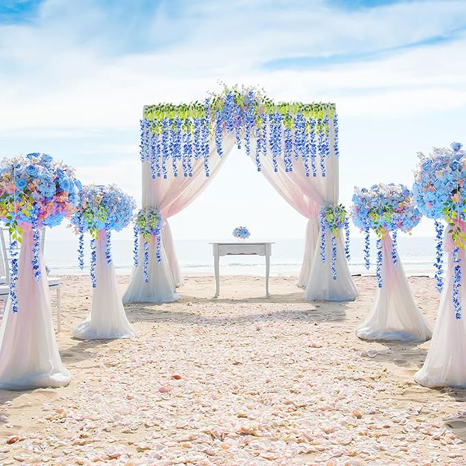 5 Pack Royal Blue Wisteria Hanging Flowers Garland, 3.77 Feet Artificial Flower - Image 6