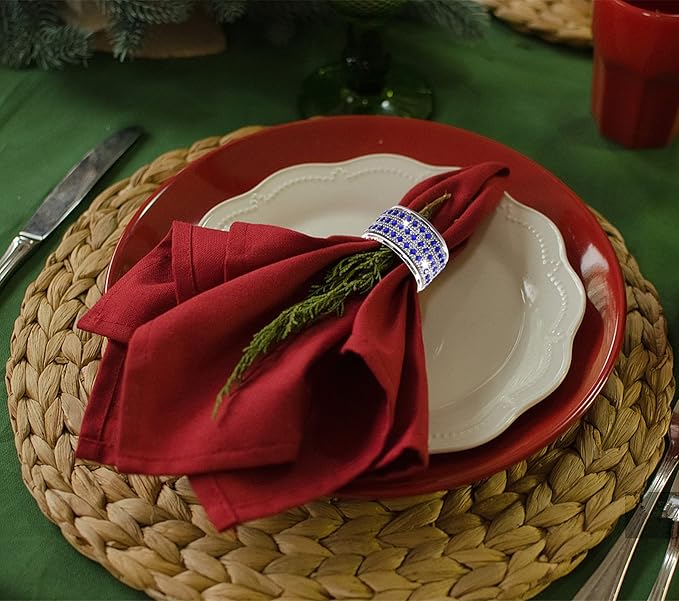 Rhinestone Napkin Ring Diamond Napkin Rings Stainless Steel Blue Crystal Napkin - Image 4