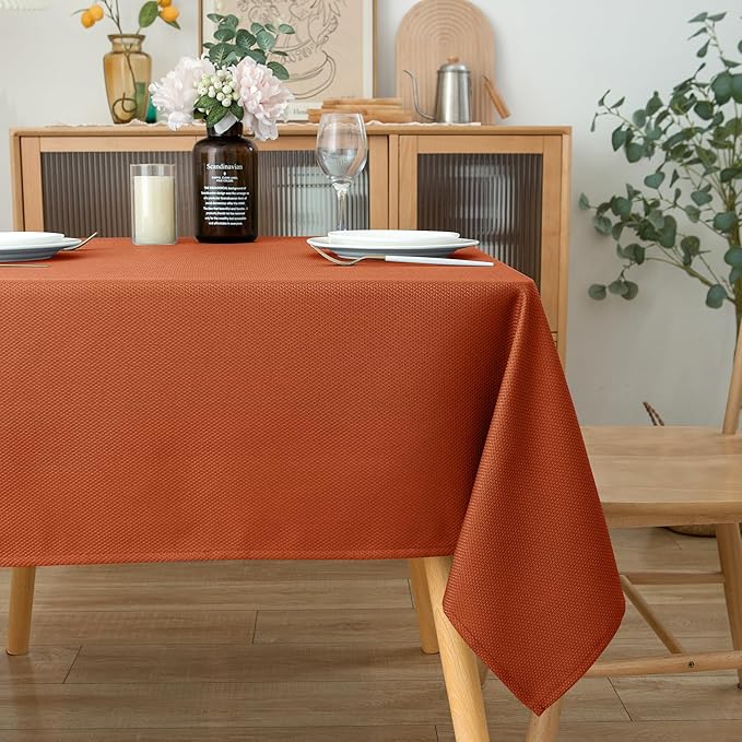 Biscaynebay Fall Tablecloth Textured Fabric Square Tablecloths 70x70 Inch - Image 8