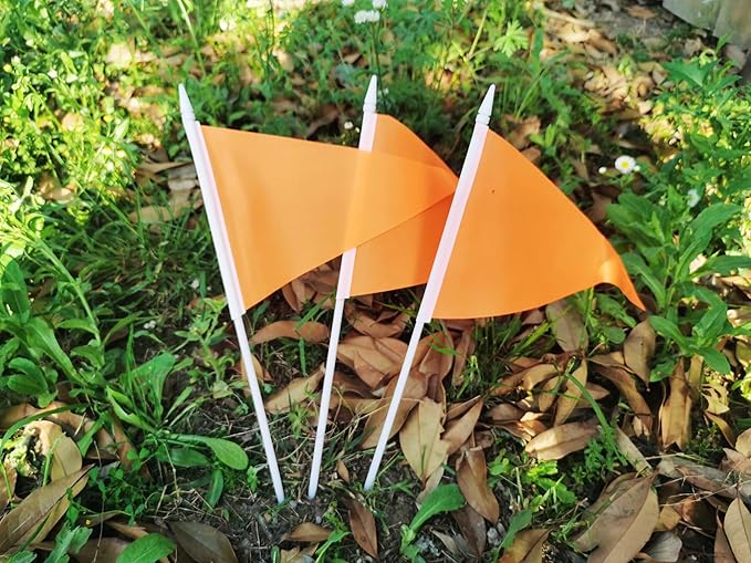 12 Pack Orange Pennant Flags Small Mini Hand Held Solid Color Pennant On Sticks - Image 7