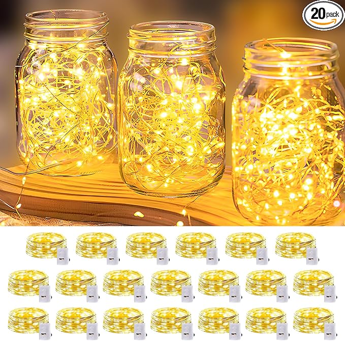 20 Pack LED Fairy Lights Battery Operated, 3 Features Blinking Slowly Blinking by Adamonda