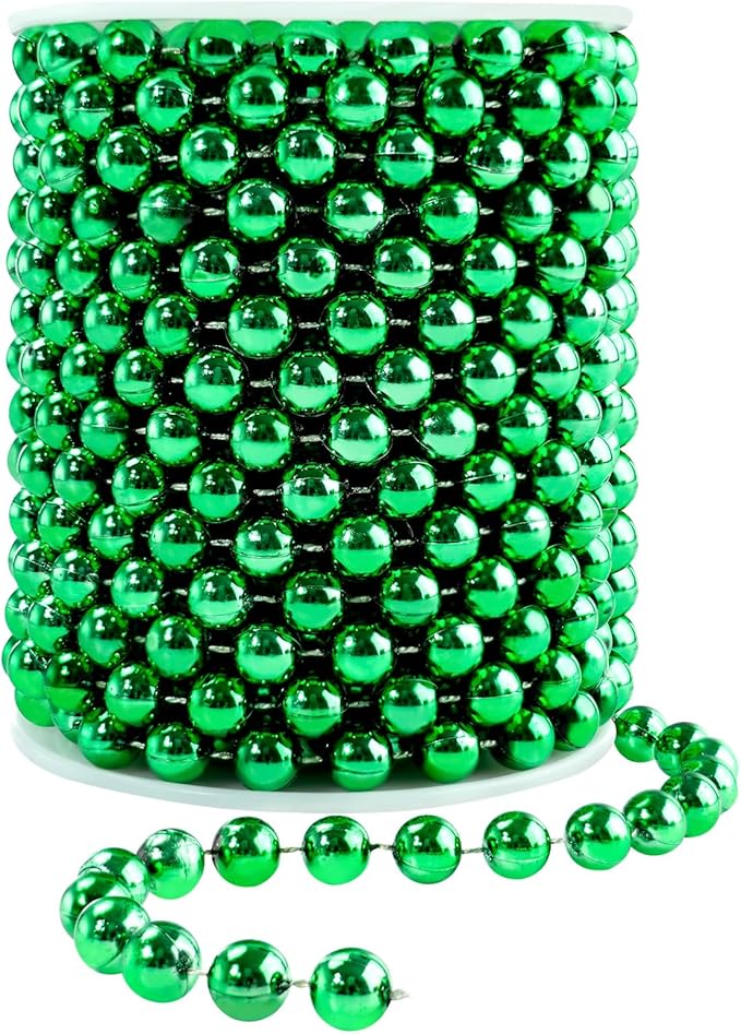 Faux Pearl Bead Garland - 10mm Christmas Tree Beads 11 Yards Green Pearl by YAXINRUI