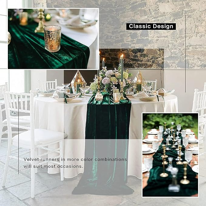 Velvet Table Runner, 5 Pack Luxurious Wedding Reception Decorations Soft Velvet - Image 3