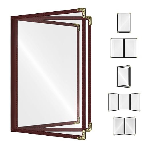 Goodsmart Restaurant Menu Covers – 25 Pack Burgundy 6-View Booklet 5.5" x 8.5" by ACISuperPower