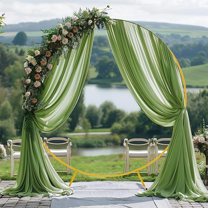 Wokceer Wedding Arch Draping 3 Panels 28.7" x 20FT Sage Green Sheer Fabric - Image 3