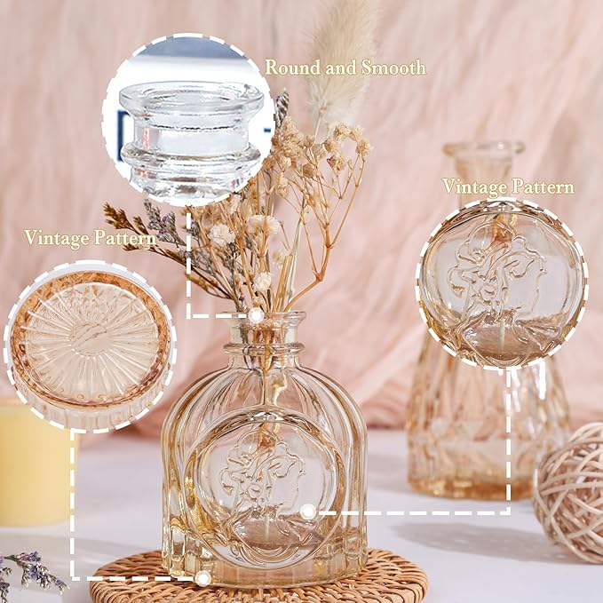 Amber Glass Bud Vases Set of 5, Small Clear Vases in Bulk - Image 5