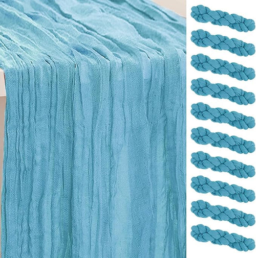 10 Pack Baby Blue Cheesecloth Table Runner 35x120 Inch 10Ft Rustic Gauze Cheese by SuBleer