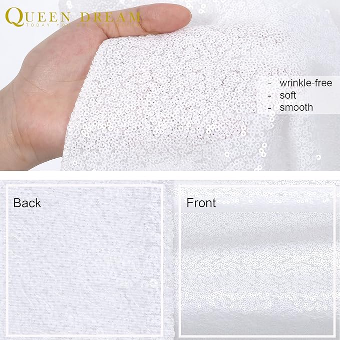 White Sequin Backdrop Curtain 4 Pack 2ft x 8ft Backdrop Birthday Party Backdrop - Image 5