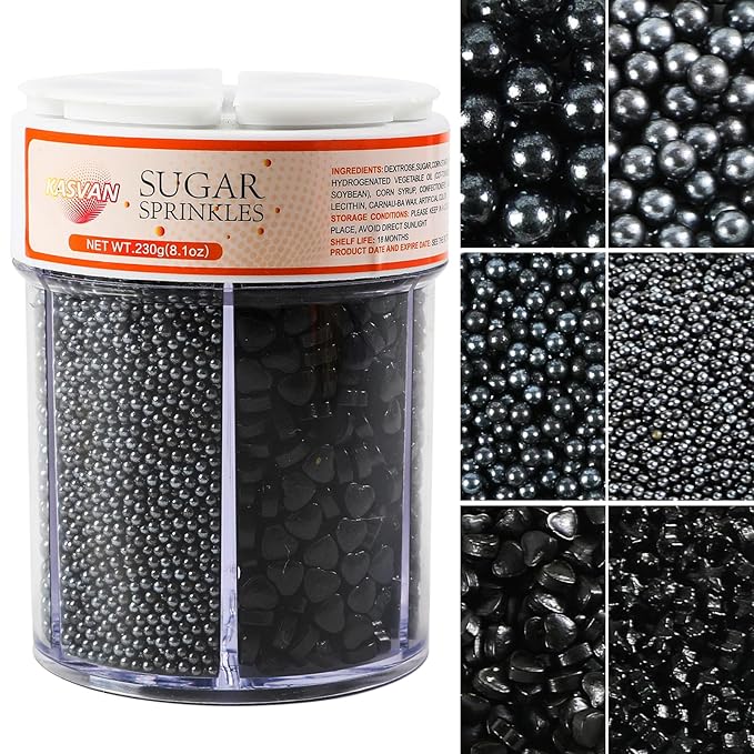 Kasvan Black Pearl Sprinkles, 6 Sizes Mix by KASVAN