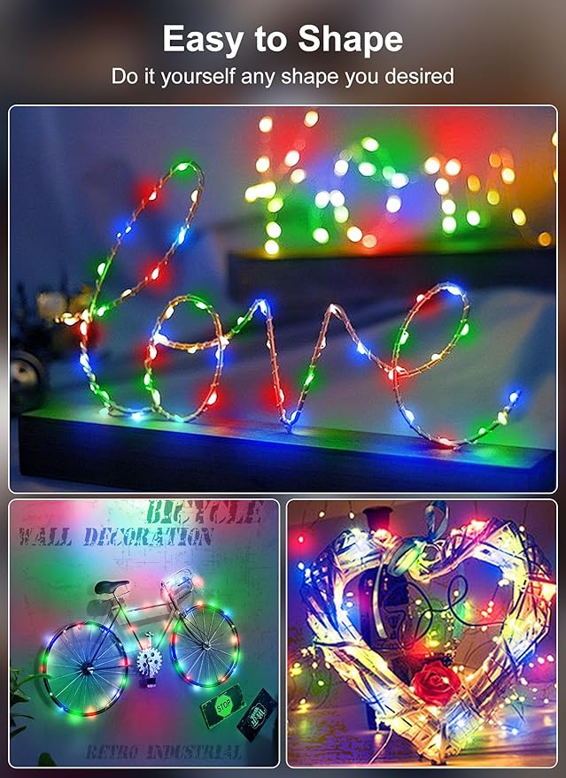 33Ft 100LED Outdoor String Lights, Fairy Lights Battery Operated - Image 3