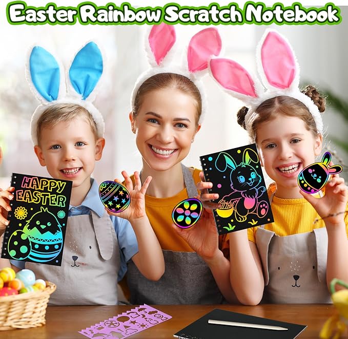 Party Favors for Kids: 4 Pack Rainbow Scratch Art Notebook Students Classroom - Image 6