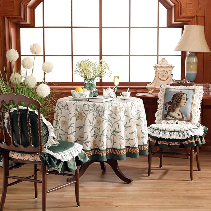 patdrea Designer Idyllic Linen Round Tablecloth, French Table Cloth - Image 7