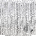 5 Pack Silver Foil Curtain Backdrop 3.2ft x 9.8ft Metallic Tinsel Foil Fringe by Ohiyoo