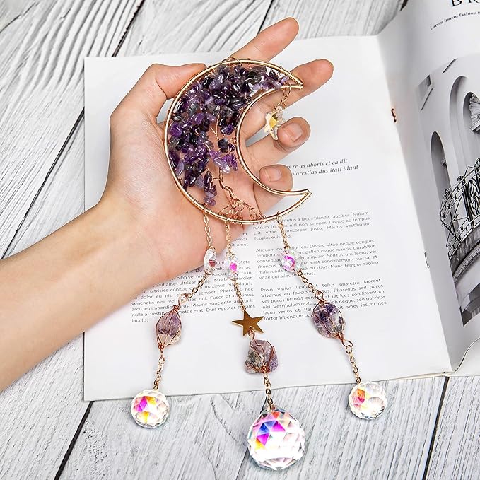 TUOKING Amethyst Crystal Moon Suncatchers - Image 2