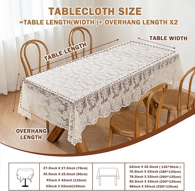 Lace Embroidered Tablecloth. Rectangle Lace Vintage Tablecloth Dustproof Table - Image 7