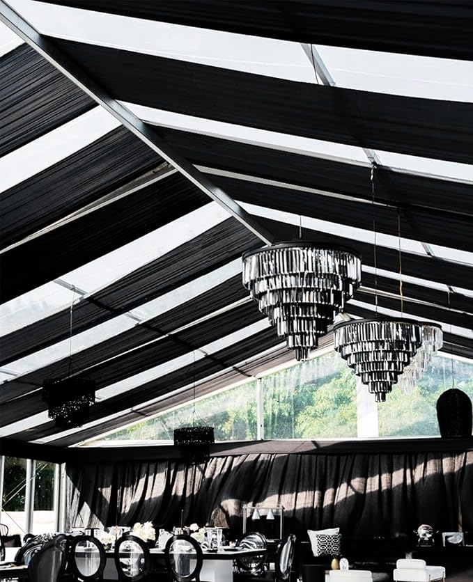 6 Panels Black Ceiling Drapes for Wedding 5ftx30ft Chiffon Fabric Arch Draping by REWOMC