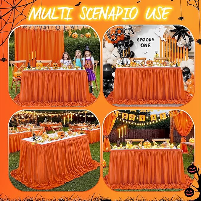 Chiffon Table Skirt Terracotta 9ft Sheer Tablecloth - Image 6